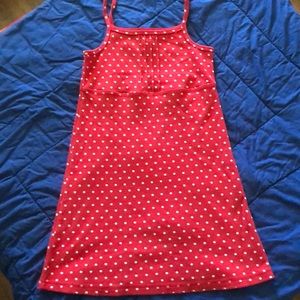 Red and white polka dot dress